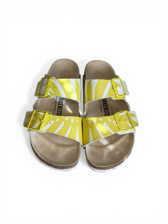 Birkenstock Arizona Monstera White/Lime Sour Birko-Flor Sandals EU 37 US 6 - Picture 4 of 9